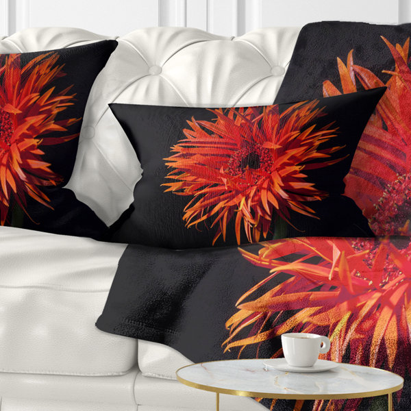 East Urban Home Flowerswork Spider Gerbera Daisy Watercolor Lumbar Pillow Wayfair