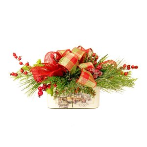 Festive Mixed Greens and Red Berry Arrangement