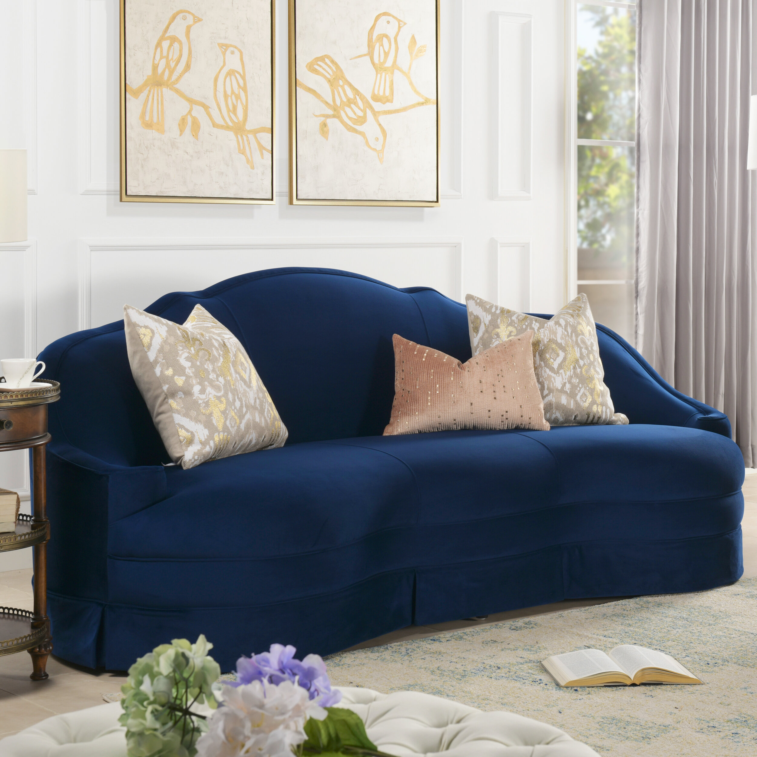 Rosdorf Park Lucian 90 Velvet Recessed Arm Sofa Wayfair