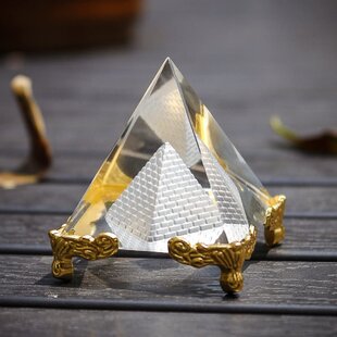 Crystal Glass Pyramid Sphinx Paperweight Desk Souvenir Collectible Home Decor
