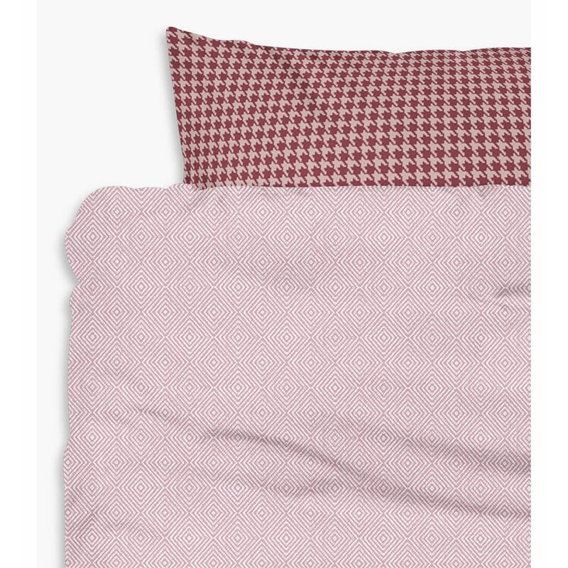 Winston Porter Double Face Red Gingham Reversible Duvet Cover Set