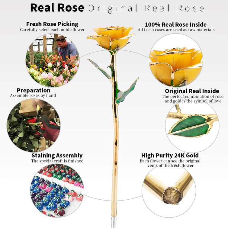 925 Plata Esterlina Rose Golden Flower Tree Colgate Diy Dama 