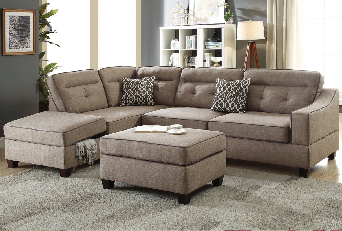 Sarah Reversible Sectional with Storage Compartment and Ottoman