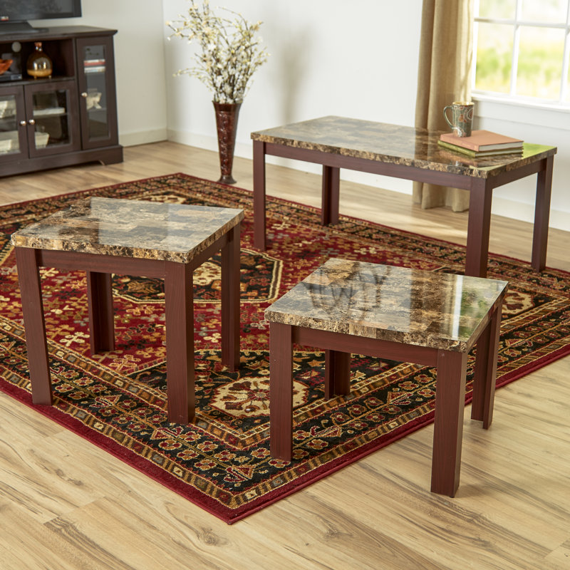 Living Room 3 Piece Table Sets andover mills cecil marble top 3 piece coffee table set & reviews Living Room 3 Piece Table Sets andover mills cecil marble top 3 piece coffee table set & reviews