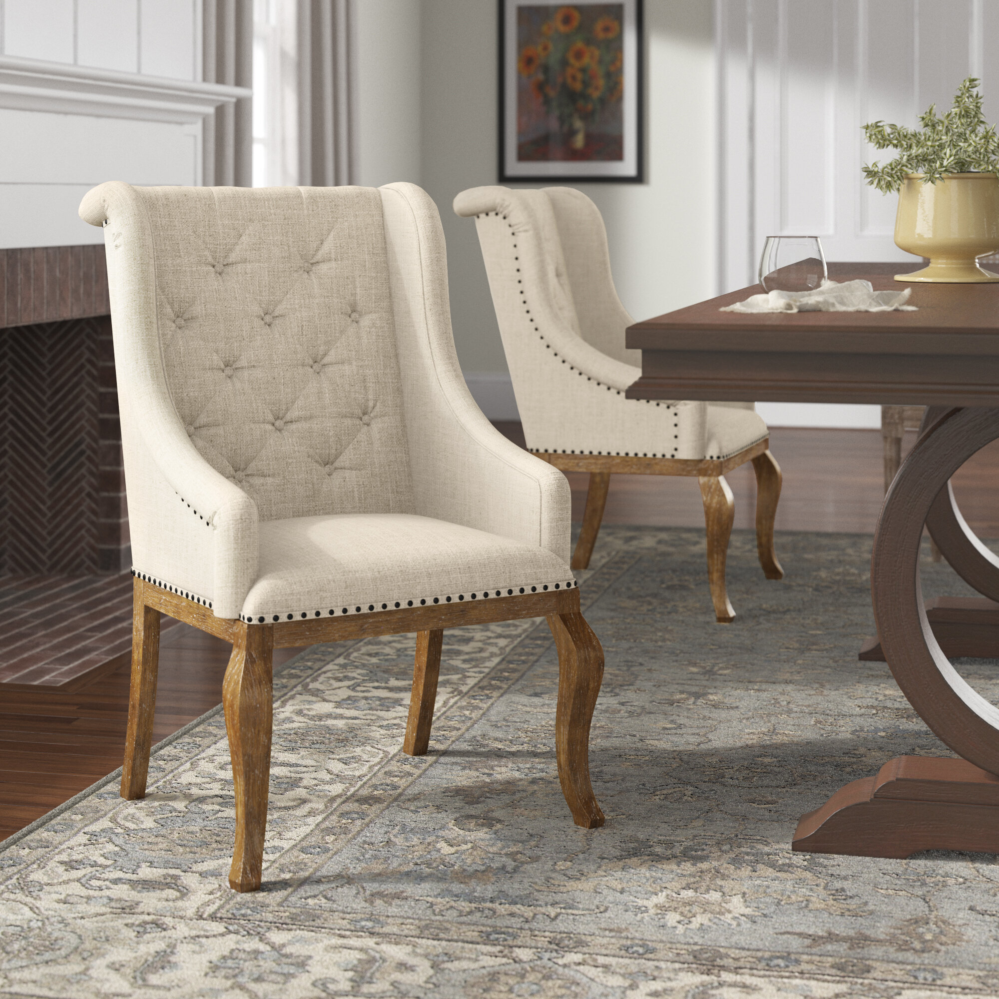 button back wing chair