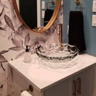 Briolette Glass Circular Vessel Bathroom Sink