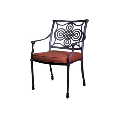 Juanita Stacking Patio Dining Chair With Cushion Alcott Hill Fabric Linen Chile
