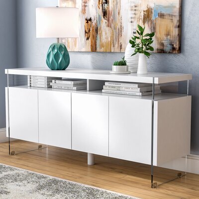 Kieth 4 Door Credenza Orren Ellis Color White