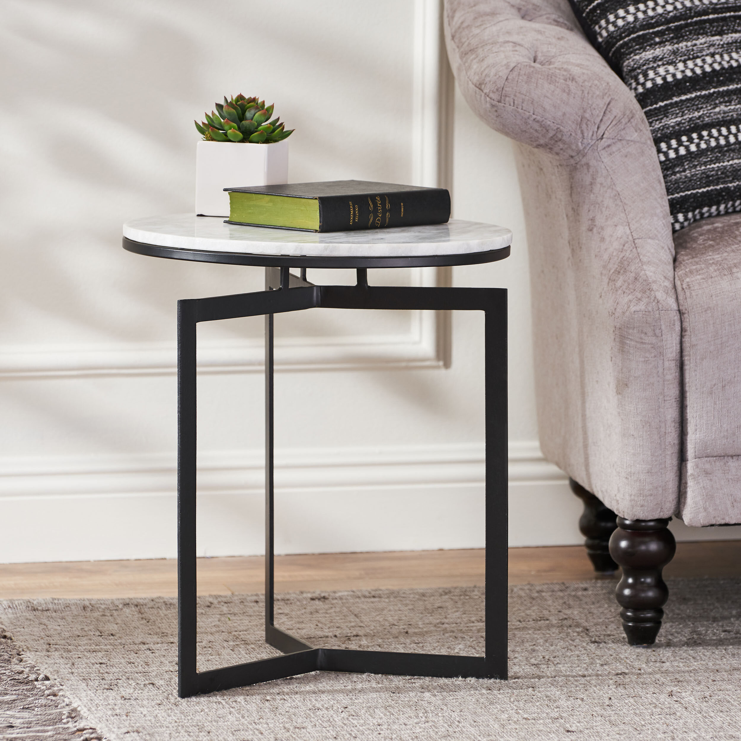 Latitude Run® Missoula 19.5'' Tall Stone Frame End Table | Wayfair