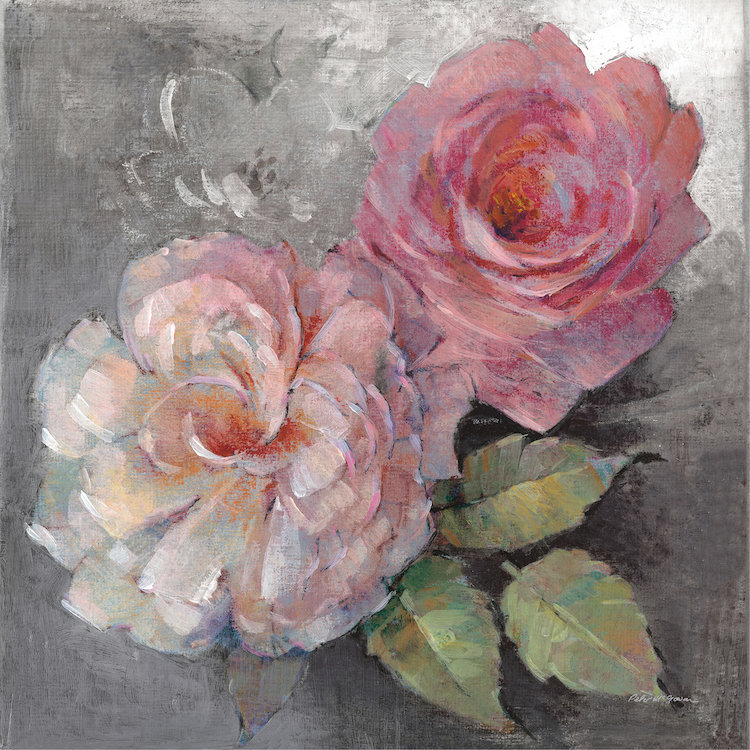 Lark Manor Roses On Gray I Painting Print On Wrapped Canvas