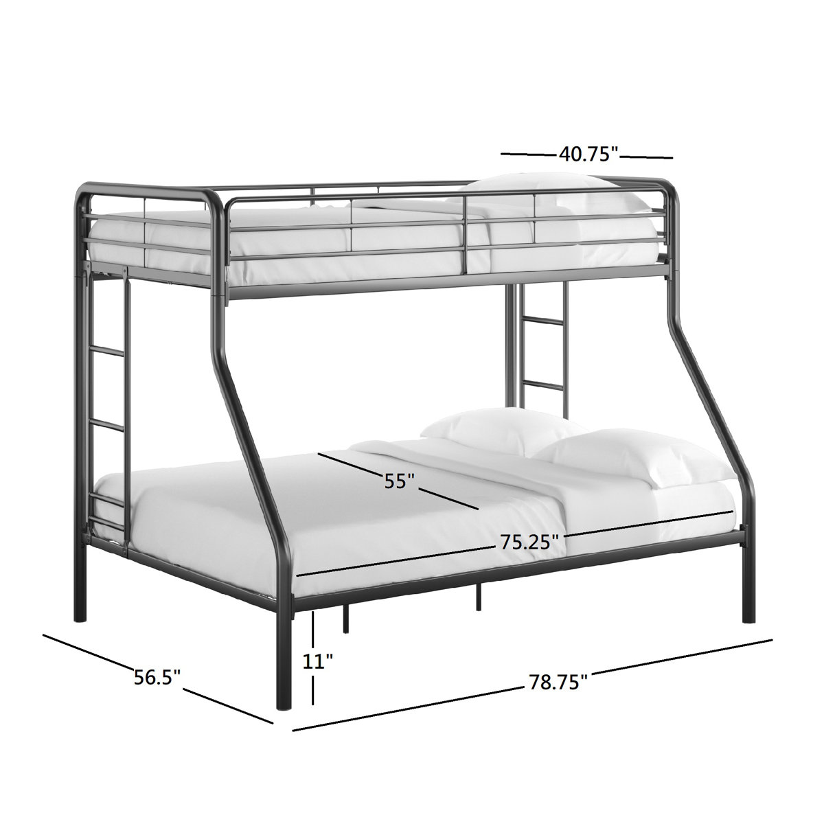 Mack & Milo™ Inko Twin Over Full Metal Standard Bunk Bed by Mack & Milo ...