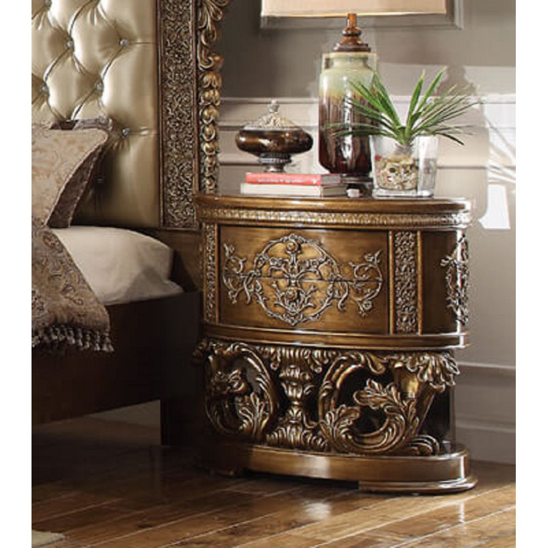 Major Q Traditional Luxurious Night Stand In Metallic Antique Gold Perfect Brown Wayfair