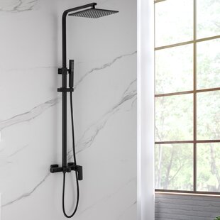Wall Mounted Chrome Exposed Bathroom Rain Shower Faucet Set Bathtub Mixer Tap
