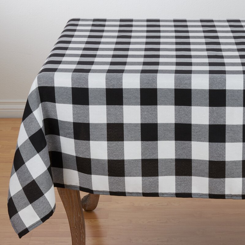 grey plaid tablecloth