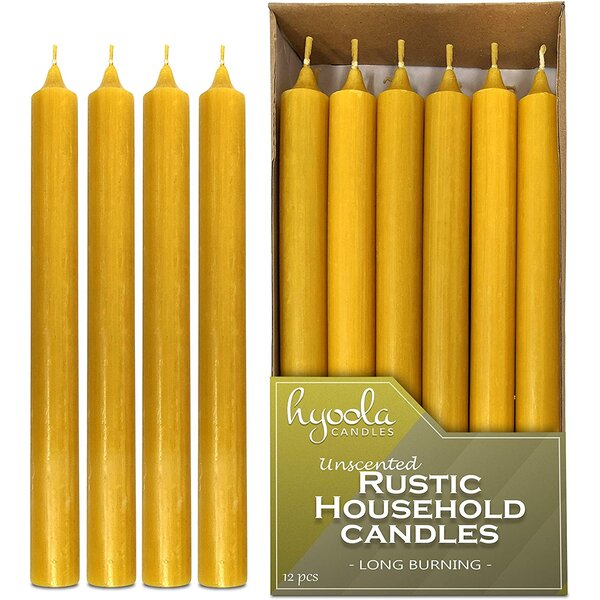 Pink Red 12 Tall Vintage Tapered Candles 2 Yellow Beeswax  Sold in Packs of Two Green