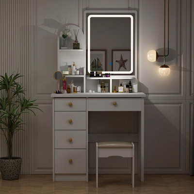 Artilus Vanity Set with LED Mirror & Stool