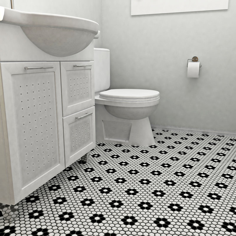 Elitetile Retro 1 X Porcelain Mosaic Tile In Matte Black White Retro 1 X Porcelain Mosaic Tile In Matte Black White