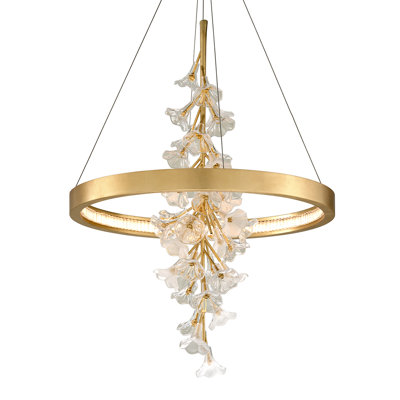 Jasmine 1-Light LED Novelty Pendant Corbett Lighting Finish: Gold Leaf , Size: 39" H x 28" W x 28" D