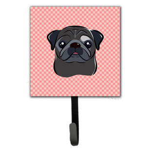 Checkerboard Pug Leash Holder and Wall Hook