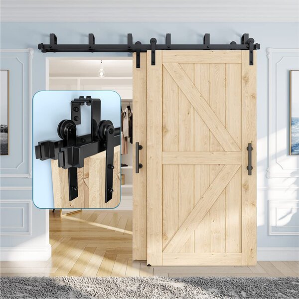 Watchmen Sliding Barn Door Hardware Bypass Double Door Kit, For Double ...