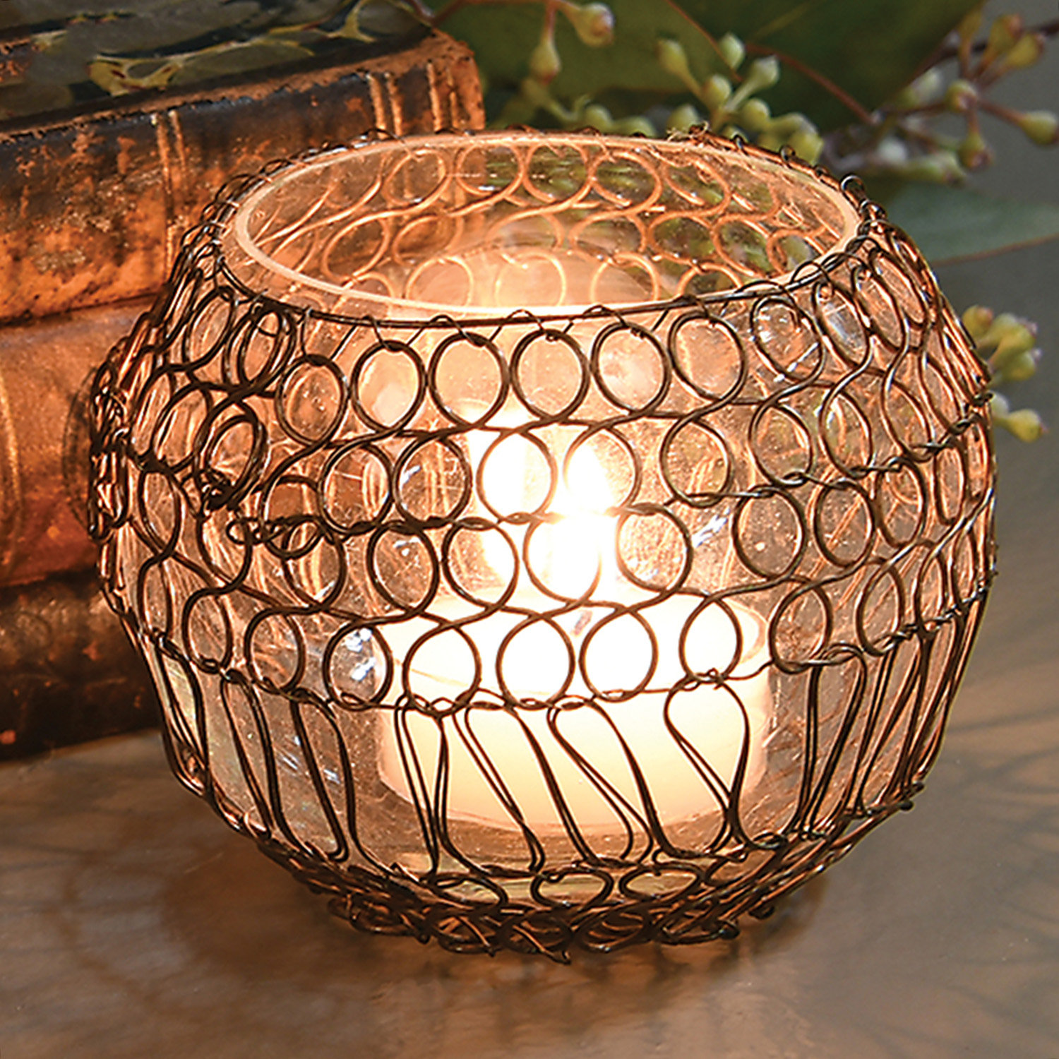 Dakota Fields Twisted Wire Small Glass And Metal Votive Holder Wayfair