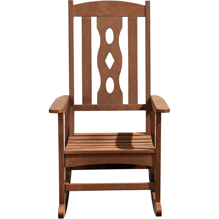 August Grove Curved Poly Outdoor Rocking Chair, Walnut Brown | Adult