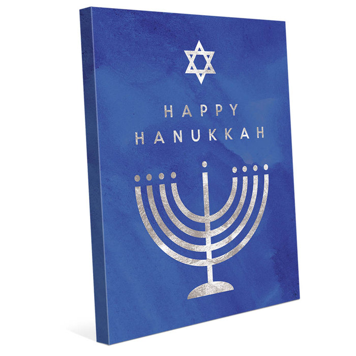 Click Wall Art Happy Hanukkah Menorah Graphic Art On Wrapped Canvas Wayfair