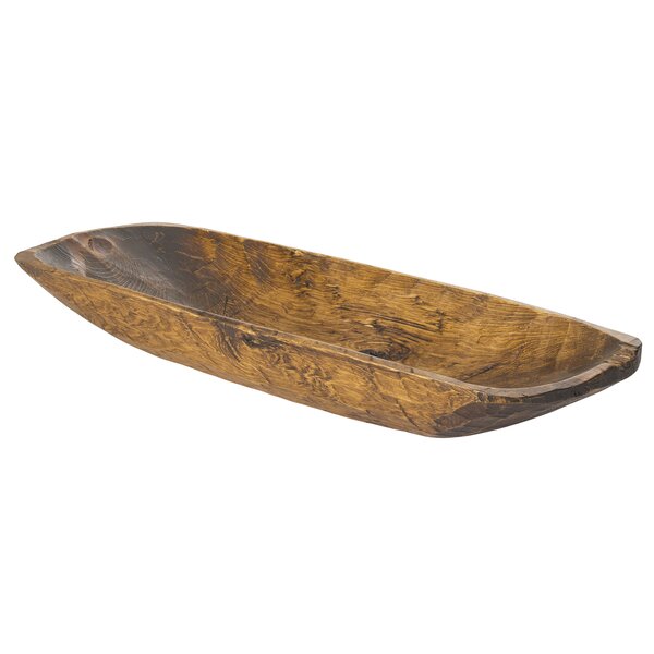 Hand Made Wood Wooden Bowl Rustic Style Wooden Bowl 4 3/8" Wide  X 8" L 1 3/4" T 