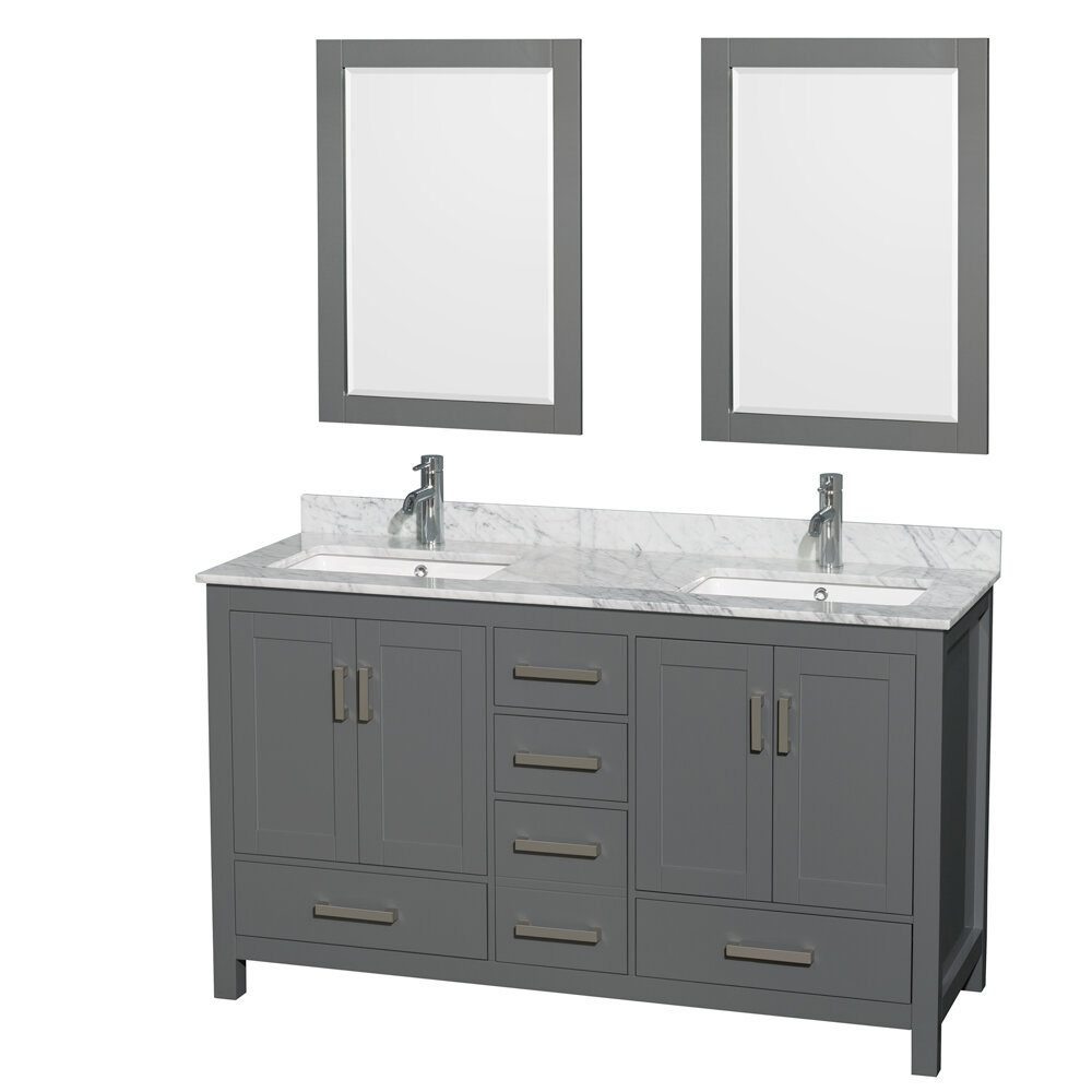 Wyndham Collection Sheffield 60 Inch Double Bathroom Vanity In