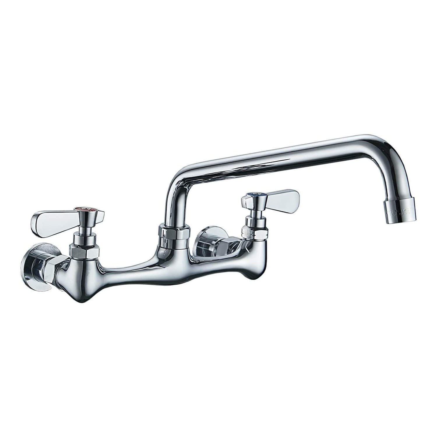 Wall Mount Kitchen Sink Faucet hot cold mixer Swivel Spout Tap Stainless Steel