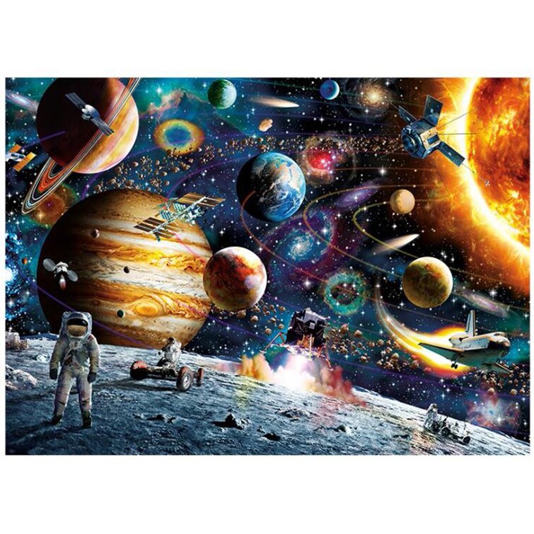 Wooden Puzzles Boat On The Lake,Galaxy Landscape Jigsaws,1000 Pieces