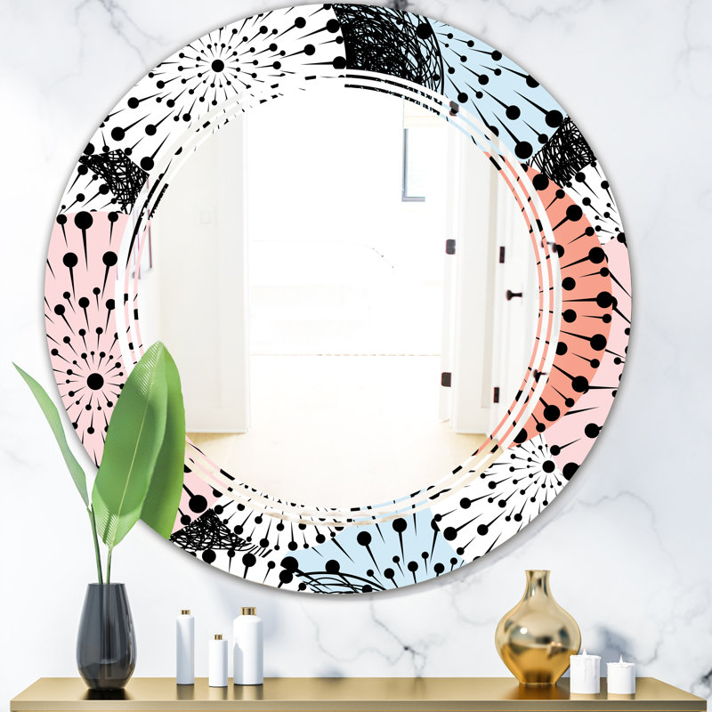 East Urban Home Triple C Abstract Flower Design I Cottage Americana Frameless Wall Mirror