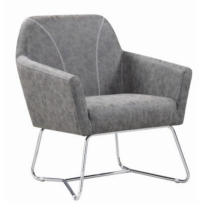 Upholstered Accent Chair Grey And Chrome Decor+