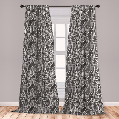 Gothic Shower Curtain Nature Inspired Feminine Print for Bathroom