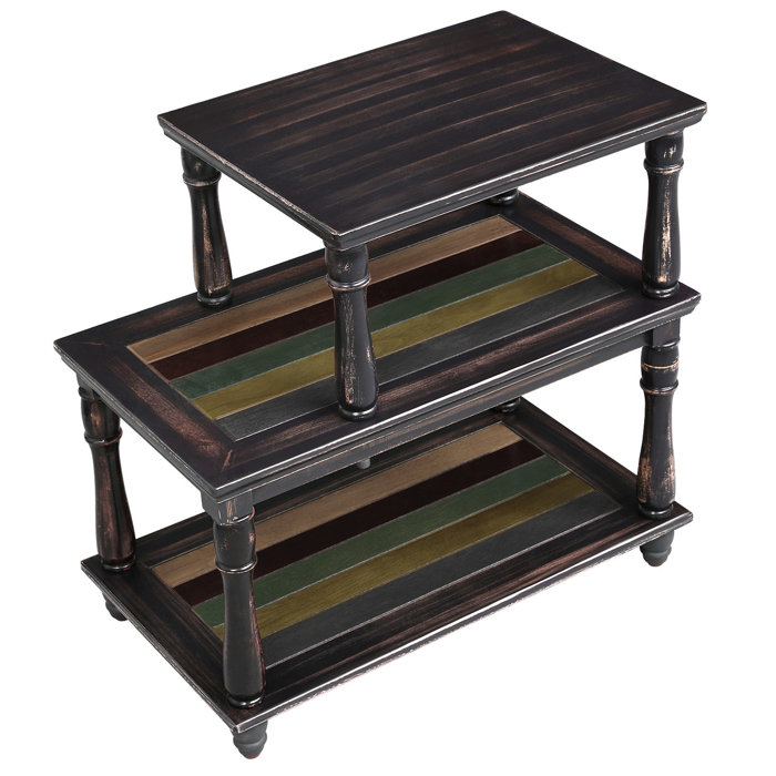 Vasagle End Table With Colourful Storage Shelf 3 Tier Side Solid Wood Legs Sy And Embly Without Tools Sofa For Living Room