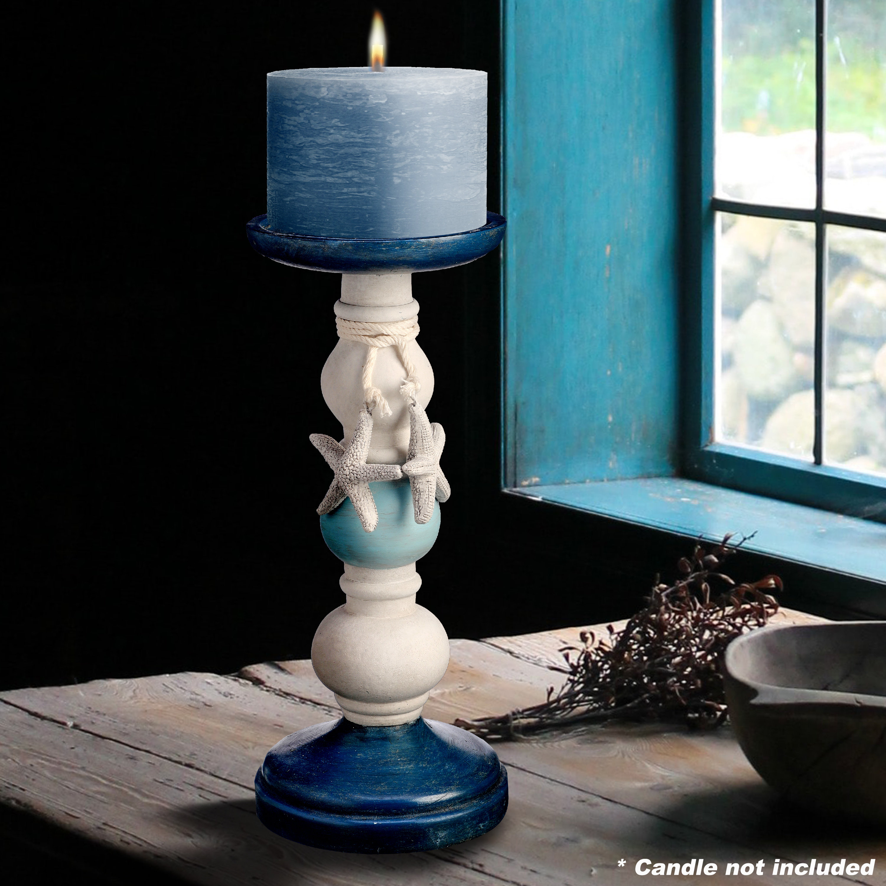 Rosalind Wheeler Resin Nautical Candle Holder With Starfish 8" Wayfair