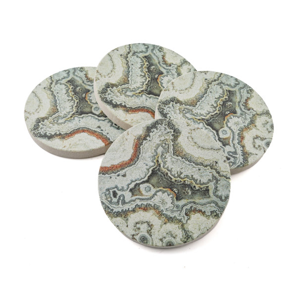 Set of Four Thirstystone Stoneware Leaf Whisper II Coasters 