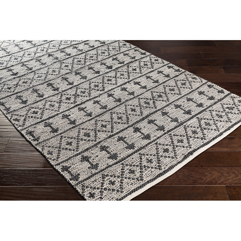 Union Rustic Alexandre Southwestern Handmade Flatweave Leather Cream Black Area Rug Wayfair