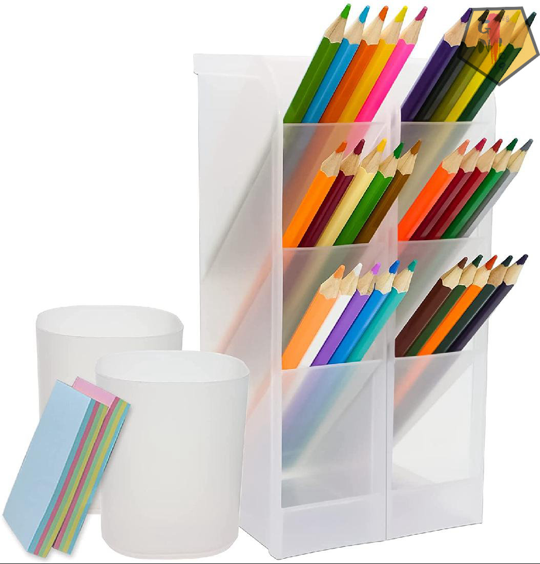 GN109 Pen Organizer For Desk, 4 Pcs Translucent White Pencil Holder