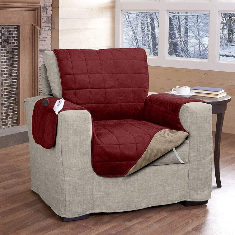 Serta Microsuede Electric Warming Furniture Protector Easy Care Chair Protector 