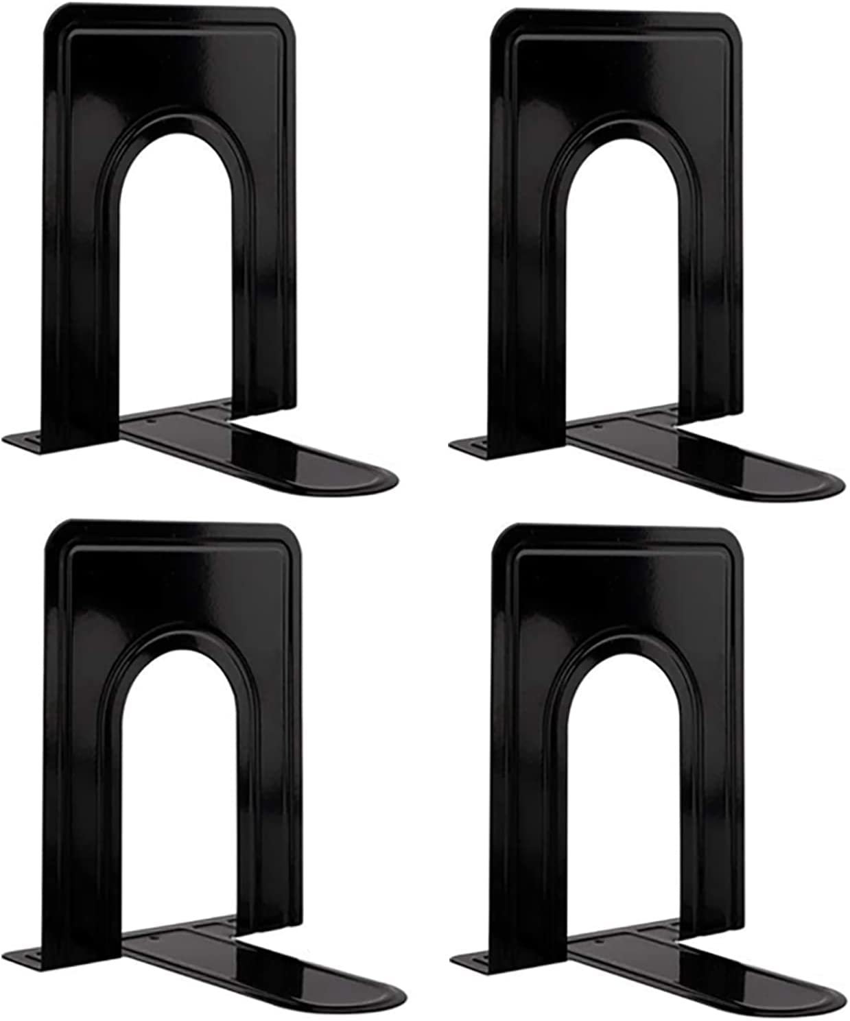 Black, 1 Pair Non-Skip Metal Bookends for School Book Ends for Shelves Decorative Bookends for Heavy Books Home or Office Book Ends