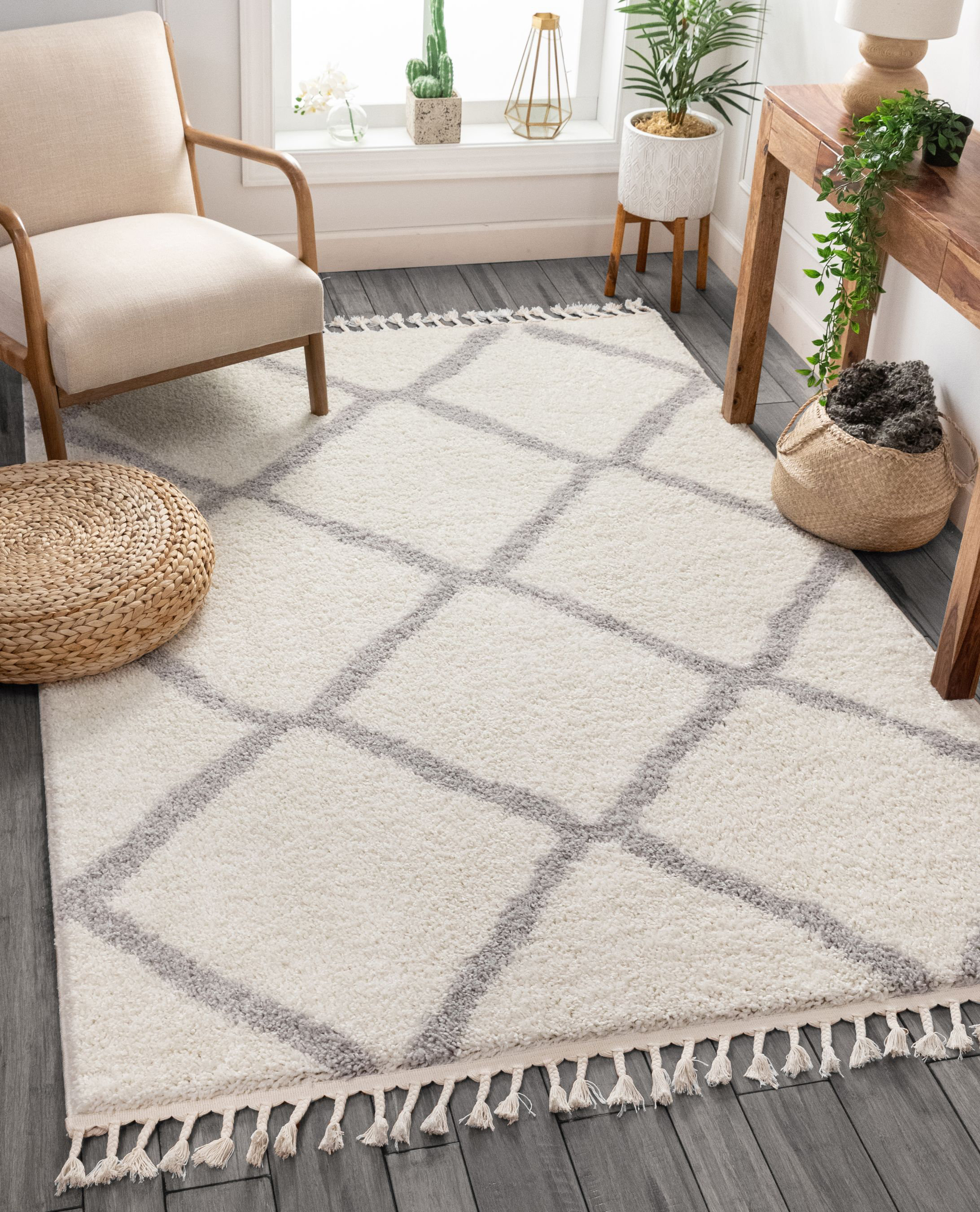Well Woven Cabana Geometric Area Rug in White/Gray & Reviews Wayfair