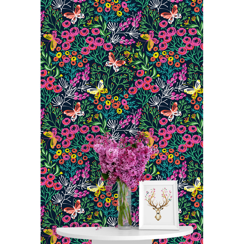 Winston Porter Bashaw Wild Flowers Mix 120 L X 25 W Peel And Stick Wallpaper Panel Wayfair
