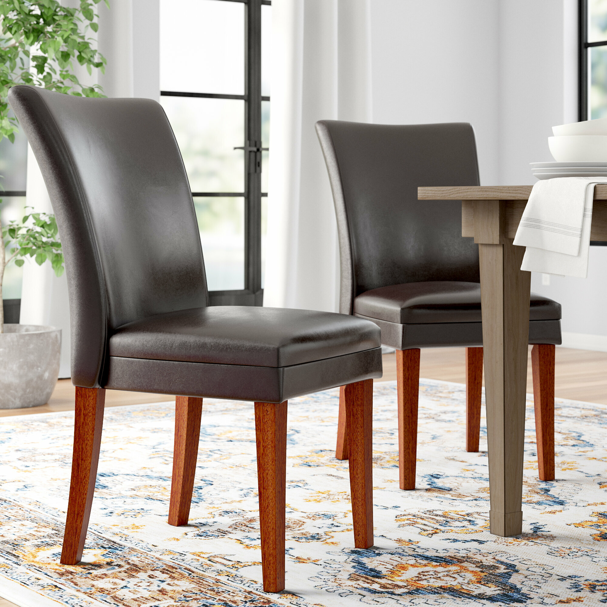 upholstered dining chairs with cherry legs