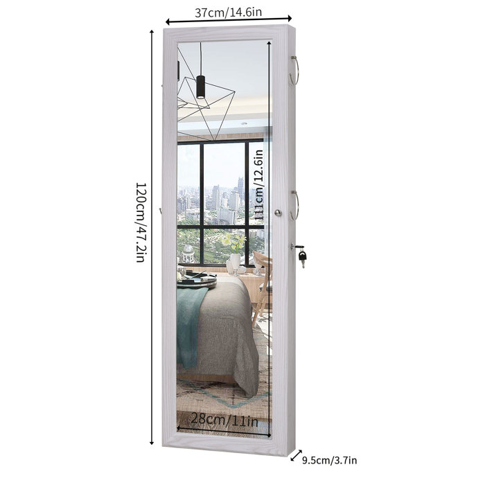Ebern Designs Mirrored Jewellery Armoire Wall Cabinet Storage