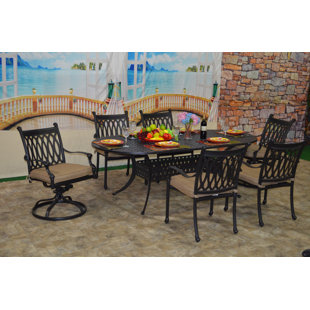 Go to store & view more images Brittani 7 Piece Sunbrella Dining Set with Cushions by Fleur De Lis Living