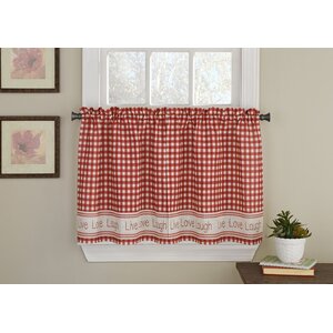 Turley Live Laugh Love Checkered Tier Pair Cafe Curtain