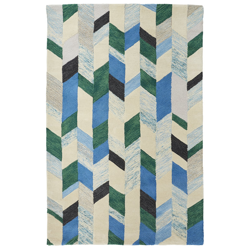 George Oliver Tollette Chevron Hand Tufted Cobalt Blue ...