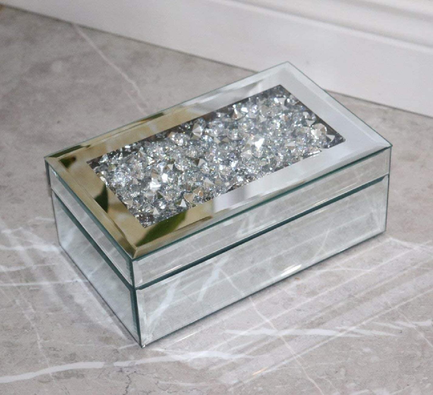 Stunning 10 Pcs Silver Crushed Diamond Crystal Ornament Home Decor Gift Diamante