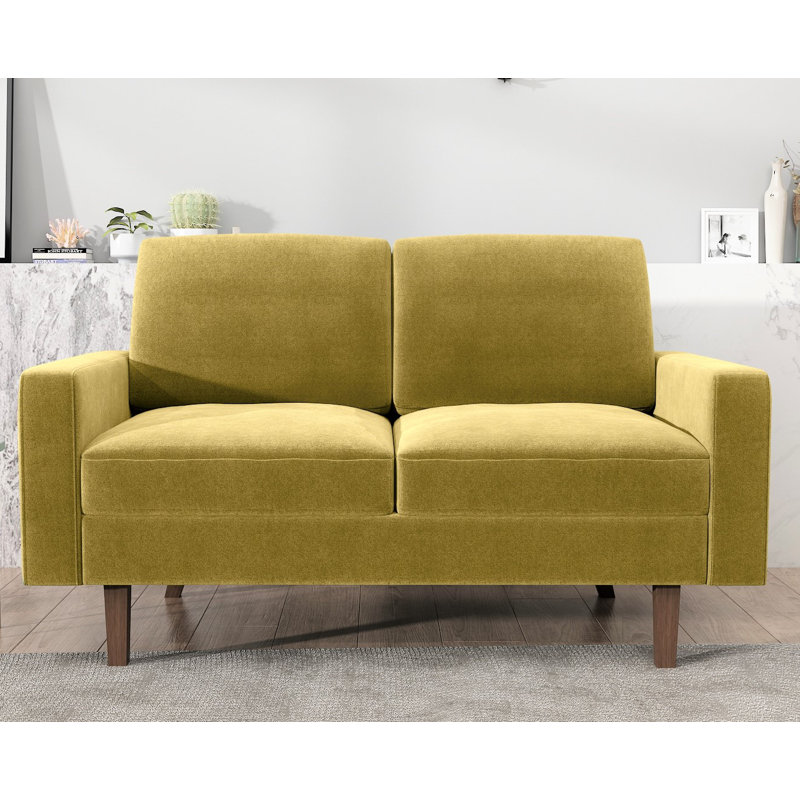 Mercer41 Noreen 57 9 Wide Velvet Square Arm Loveseat Reviews Wayfair